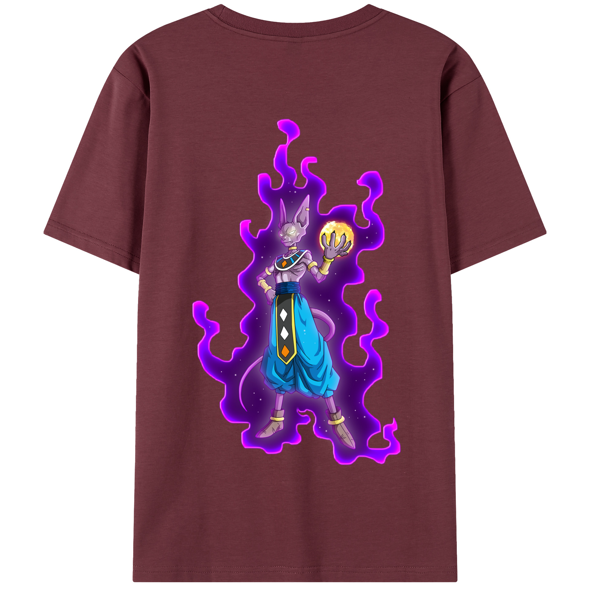 （画像用） ドラゴンボール ビルス 破壊神ビルス DRAGON BALL Beerus Birusu 綿100％半袖Tシャツ（背面プリント）